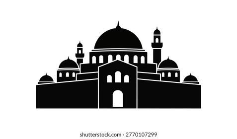 Mosque building silhouette with dome tower