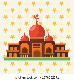 mosque building with star on the background vector illustration