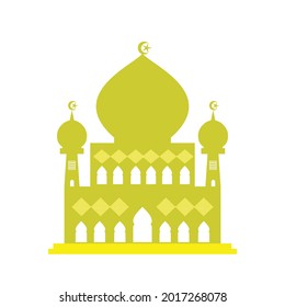 construcción de mezquitas con dos minaretes dorados icono, símbolo del vector de icono de mezquita ilustración