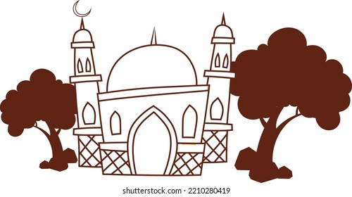 Mosque Building vector art and illustration