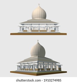 Mosque building vector illustration for front view and perspective.