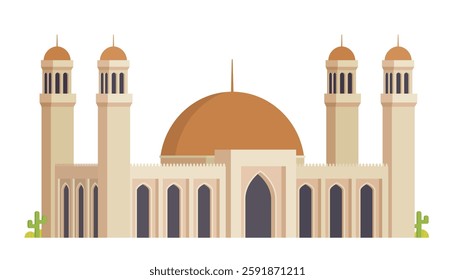 Mosque Building Vector Illustration. Islamic Architecture, Modular Building Part and Editable Element