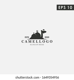 Moschee von Camel Modern Logo Design Vektorillustration Template mit flachem Stil