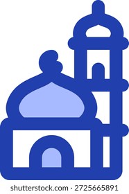 Diseño de icono de estilo azul de alfombra de mezquita