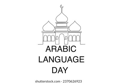 A mosque celebrating an Arabic festival. Arabic language day one-line drawing