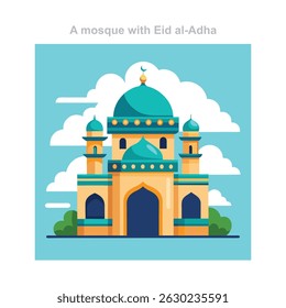 Eine Moschee, die das Id al-Adha mit einem Wolkenhimmel feiert.