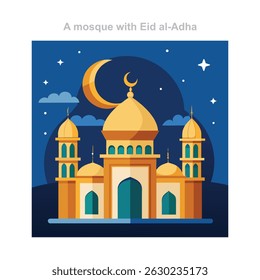 Mezquita que celebra Eid al-Adha bajo la luna