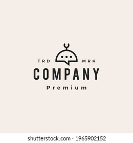 mosque chat talk bubble hipster vintage logo vector icon illustration