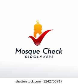 Mosque Check logo designs concept vector, Logo designs symbol