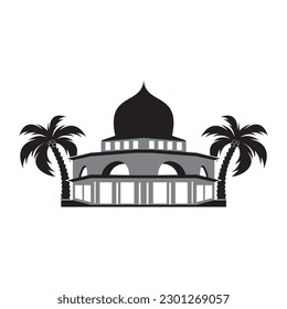 Mosque with coconut tree vector design