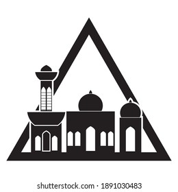 Mosque. A collection of images of mosques with various shapes and colors, suitable for various icons and logos and illustrations.