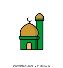 Mosque - Colored Outline Icon - Editable Vector : Suitable for Islamic Theme and Other Graphic Related Assets.