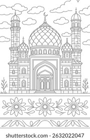 mosque coloring book vector art