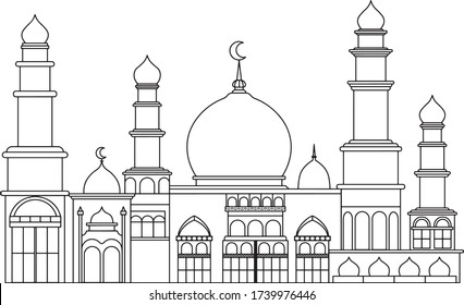 Mosque Coloring Page Design Vector Illustration Stock Vector (Royalty ...