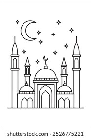 Dibujo para colorear de la mezquita sobre fondo blanco