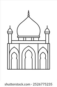 Dibujo para colorear de la mezquita sobre fondo blanco