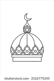 Mosque coloring page on white background