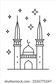 Página de coloração de mesquita sobre fundo branco