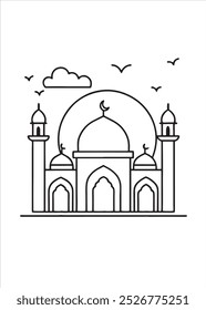 Dibujo para colorear de la mezquita sobre fondo blanco