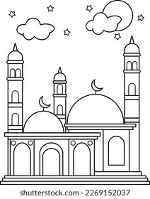 Mosque Coloring Page For Ramadan