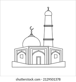 Moschee Farbseite Vektorgrafik für Buch und Zeichnung.