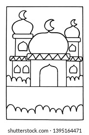 mosque coloring sheets, places of worship for Muslims.