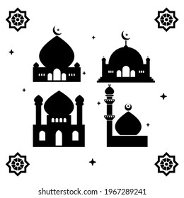 Mosque Colorless Design Wallpaper Vector