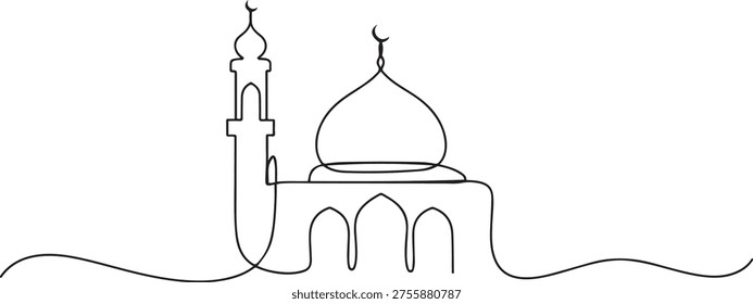 Mosque continuous line design