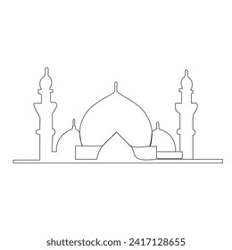 Mosque with  continuous one line drawing  outline vector illustration