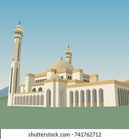 mosque Cream color at day vector drawn