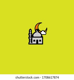 Mosque and crescent icons vector illustration.