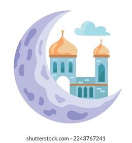 mosque in crescent moon icon