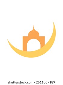 Mosque and crescent moon iconography. Symbol of faith