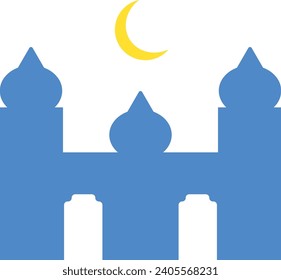 Mosque And Crescent Moon Vector Illustration