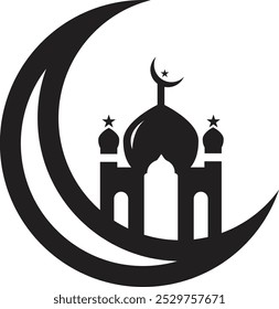 Mosque and Crescent Symbol minimalist mosque logo
