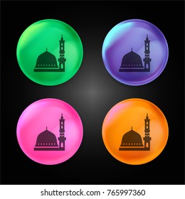 Mosque crystal ball design icon in green - blue - pink and orange.