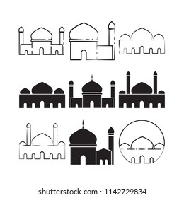 Mosque Custom Illustration Graphic Design Template Set