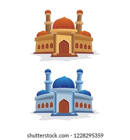 Mosque with Cute and adorable cartoon design.