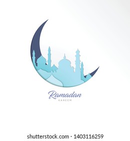 Mosque cutout paper template background