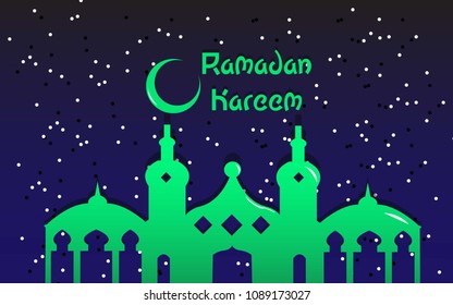 Mosque in the dark night special ramadan kareem