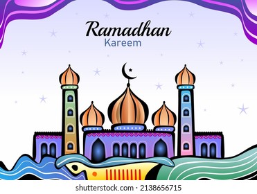 mosque decoratine to welcome the month of ramadan kareem