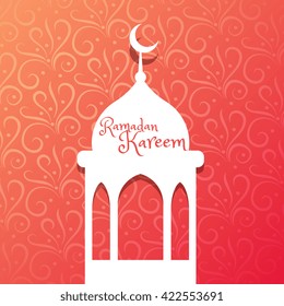 mosque design in beautiful floral background