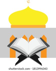 Mosque design logo vector stock with book