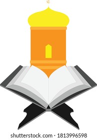 Mosque design logo vector stock with book