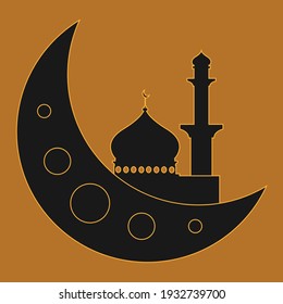 Mosque design logo vector stock with sun