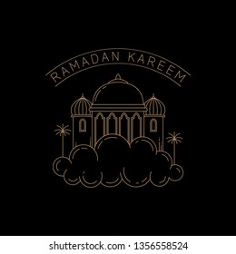 mosque design on clouds isolated black background vector illustration