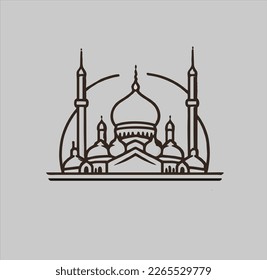 Moschee-Design-Vorlage, einfaches Logo mit abstraktem und minimalistischem Stil