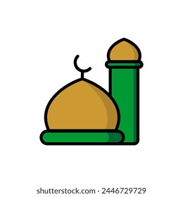 Mosque Dome - Colored Outline Icon - Editable Vector : Suitable for Islamic Theme and Other Graphic Related Assets.