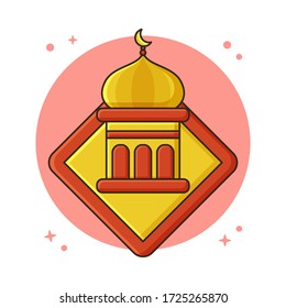 Mosque Dome Concept. Ramadan and Eid Mubarak Vector Icon Sticker