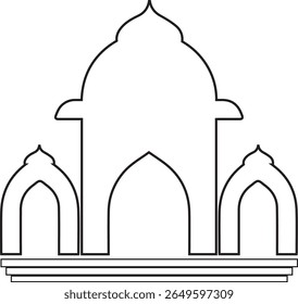 Cúpula e Crescente Mesquita Vetor: Fundo Verde, Cúpula Branca, Silhueta da Mesquita, Design Islâmico, Ilustração Minimalista, Símbolo Religioso, Fundo Limpo, Motivo Icônico, Lua Crescente Arte Final de